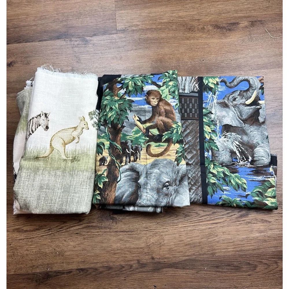 Vintage Waverly Fabric Animal Walk Jungle Safari Childrens Print Nursery Pillows
